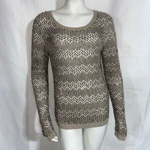 ALICE + OLIVIA BRENNA CROCHET EMBELLISHED SEQUINS CREWNECK SWEATER SIZE S